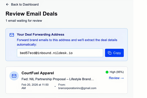 AI extracting deal details from a forwarded brand email